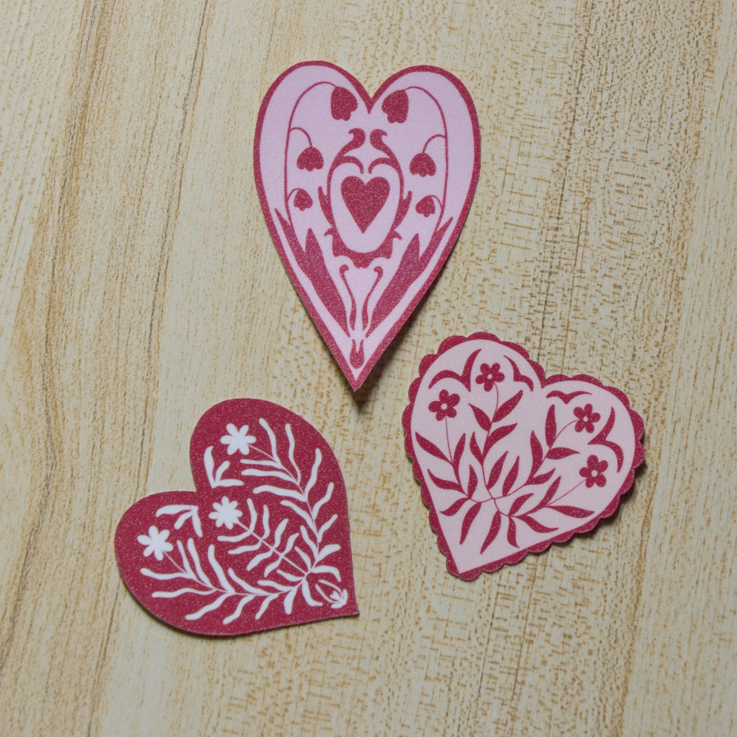 Heart Glitter Laminated Sticker Flake