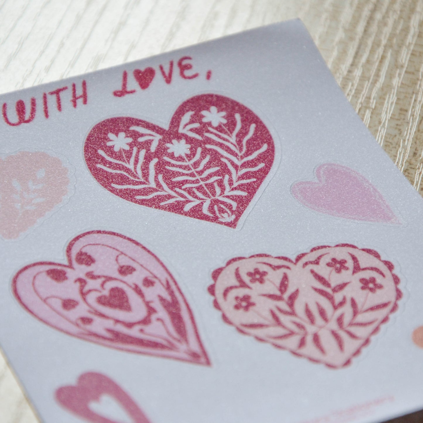 With Love Heart Glitter Sticker Sheet