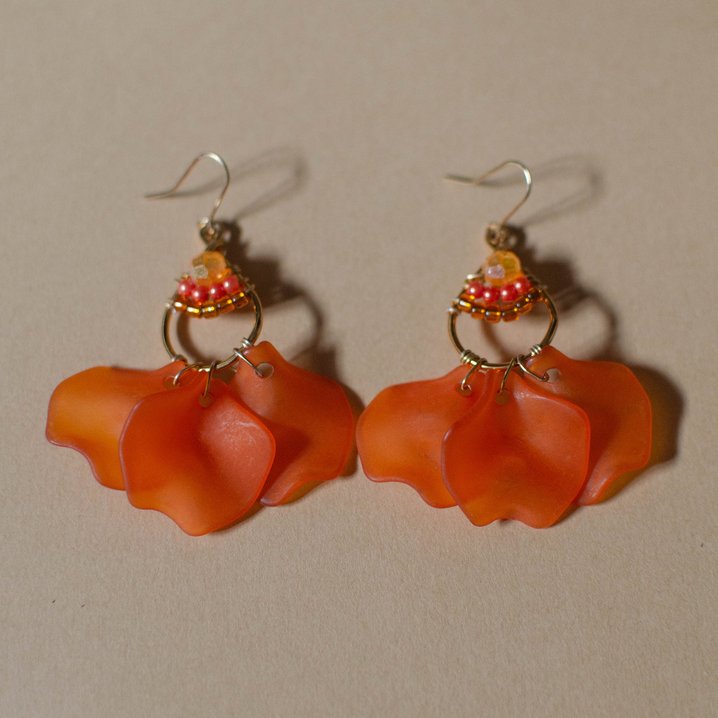 Orange Petal Earrings