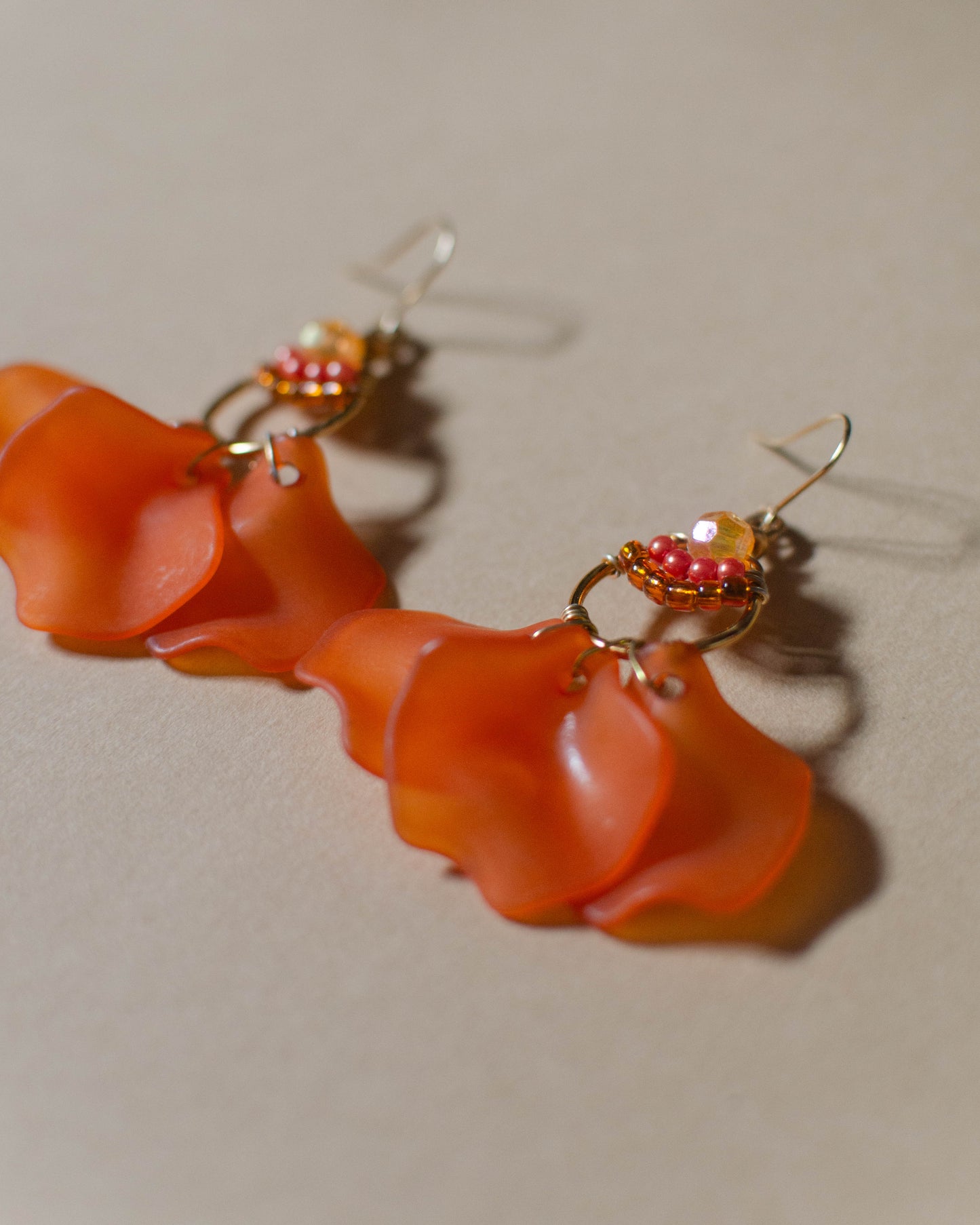 Orange Petal Earrings