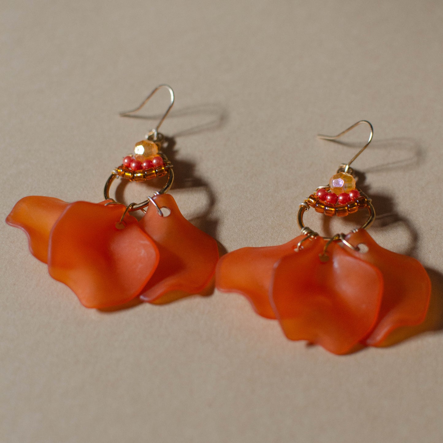 Orange Petal Earrings