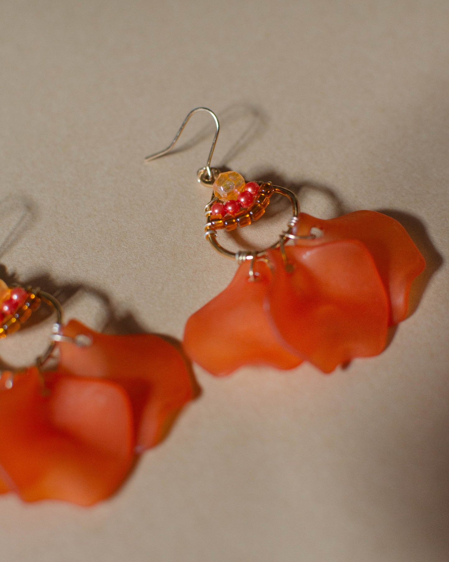 Orange Petal Earrings