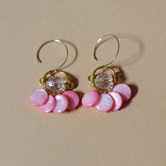 Pink Floral Pearl Earrings