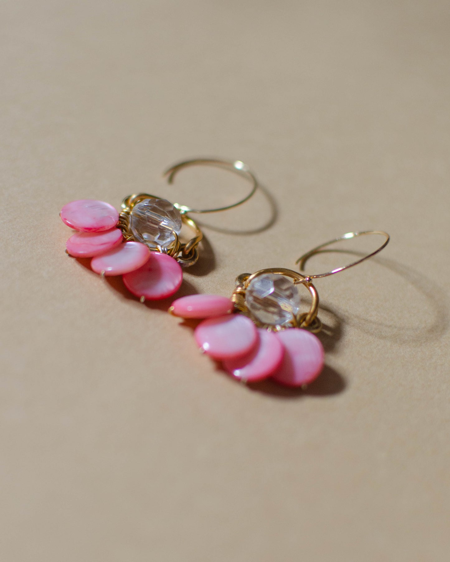 Pink Floral Pearl Earrings
