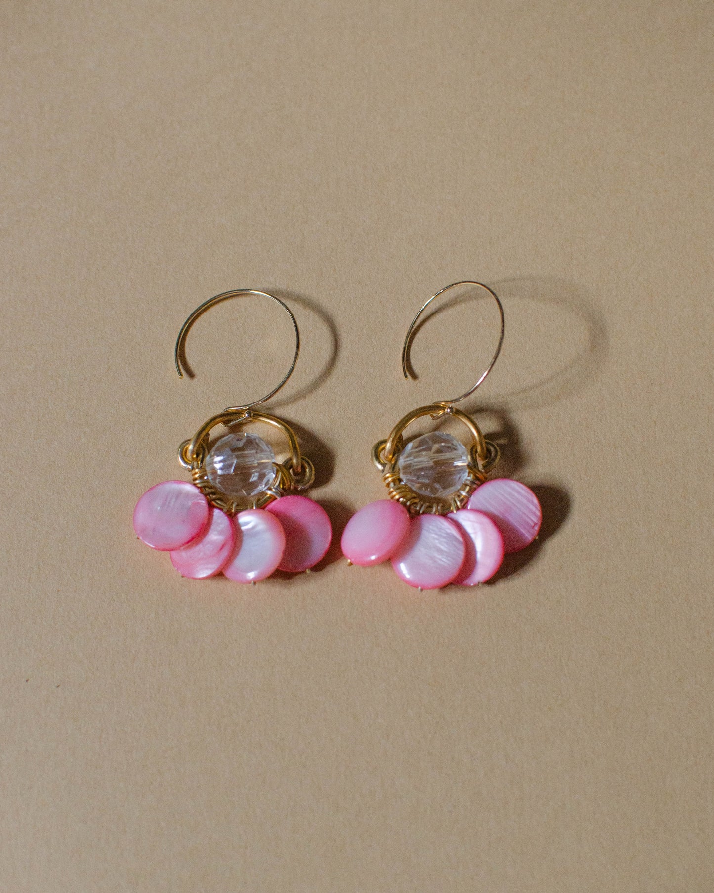 Pink Floral Pearl Earrings