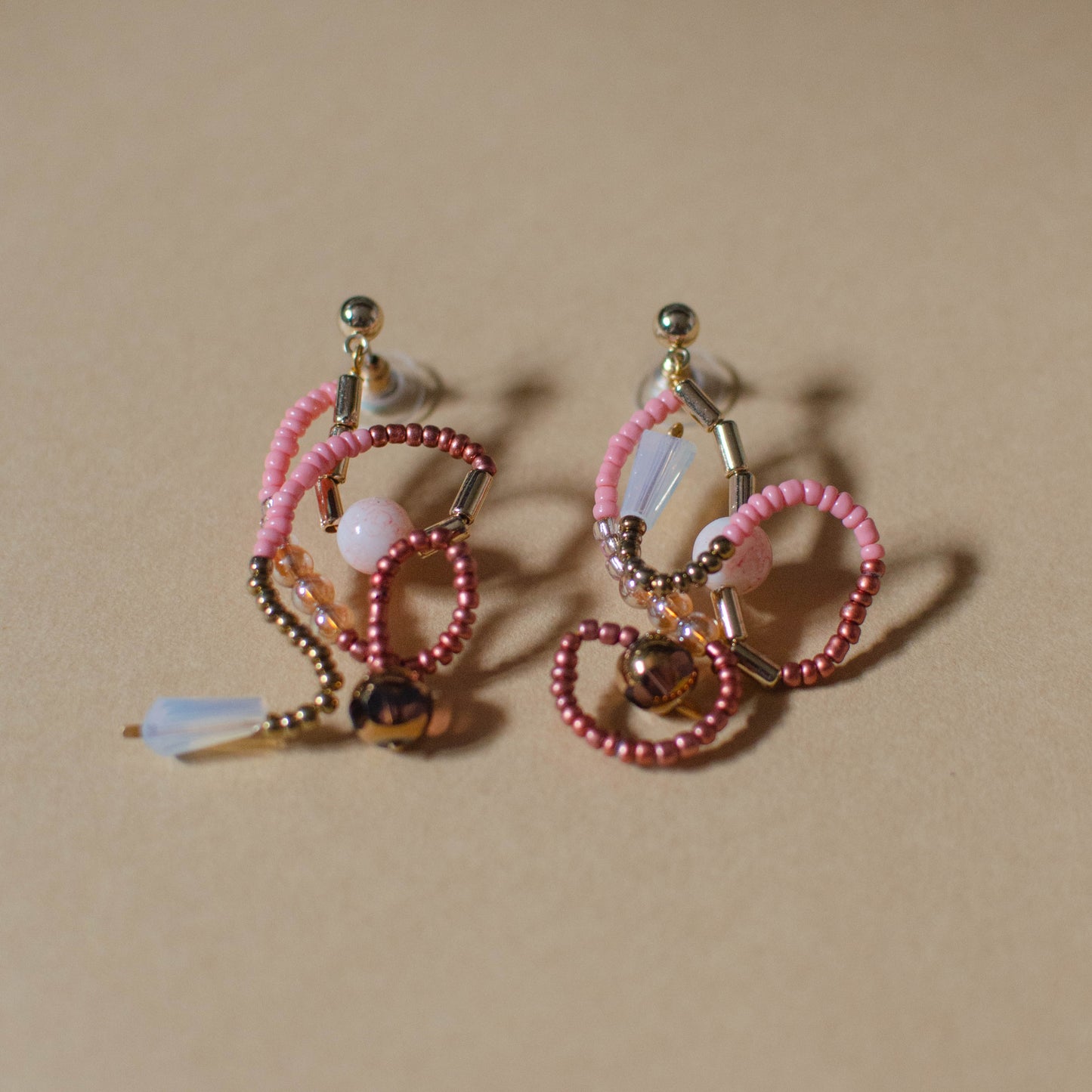 Mixed Media Pink Earrings 1