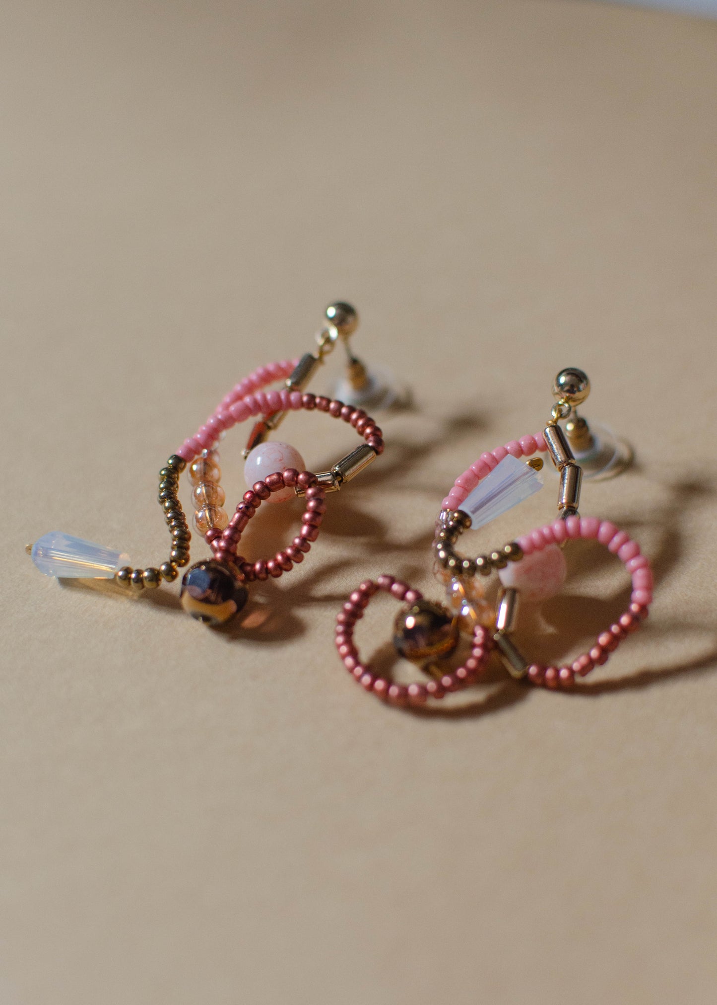 Mixed Media Pink Earrings 1
