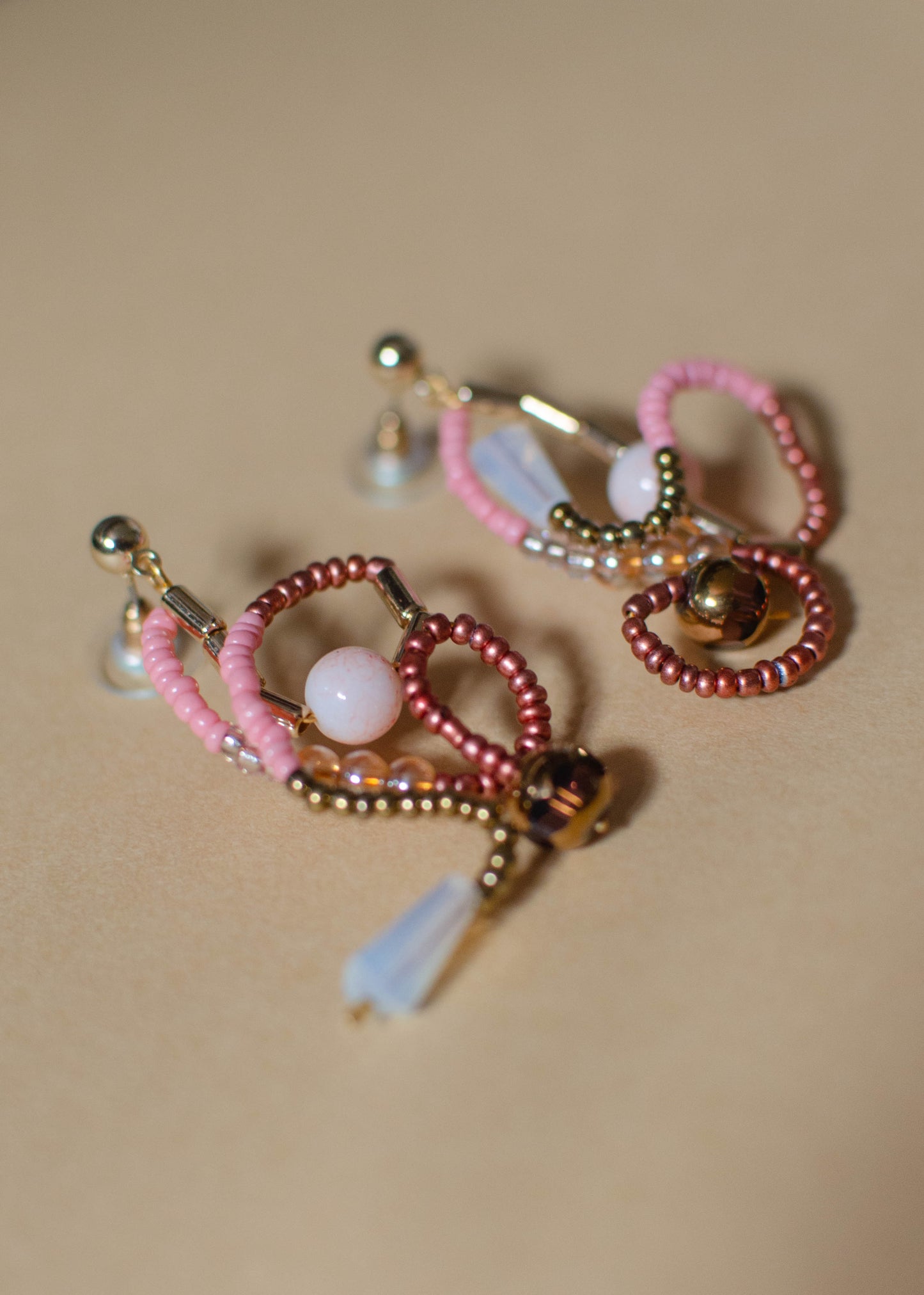 Mixed Media Pink Earrings 1