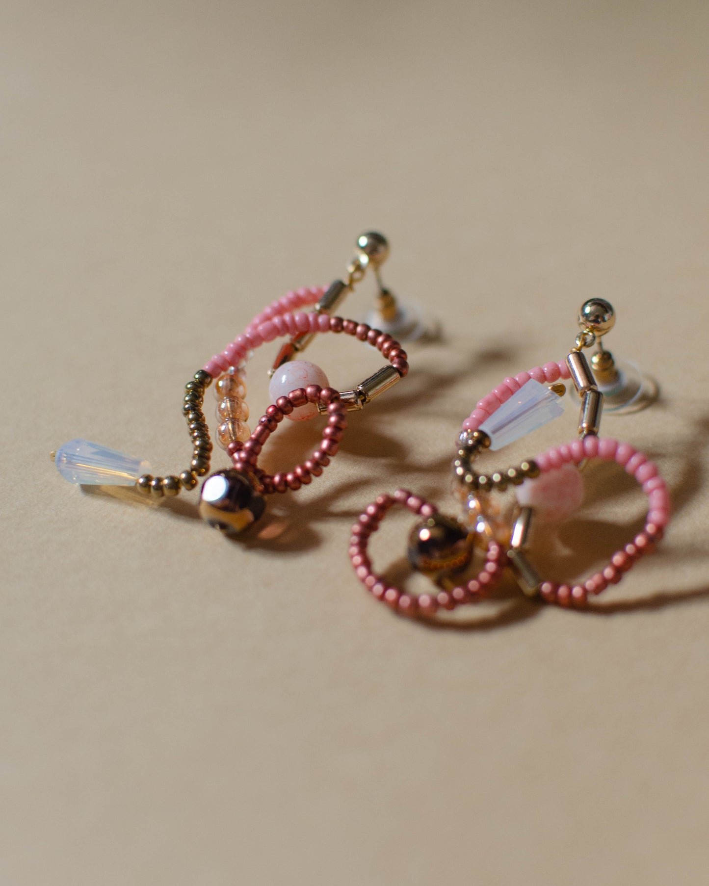 Mixed Media Pink Earrings 1
