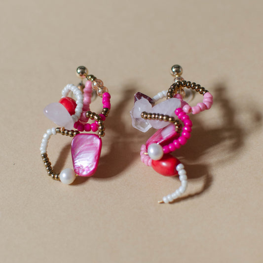 Mixed Media Pink Earrings 2