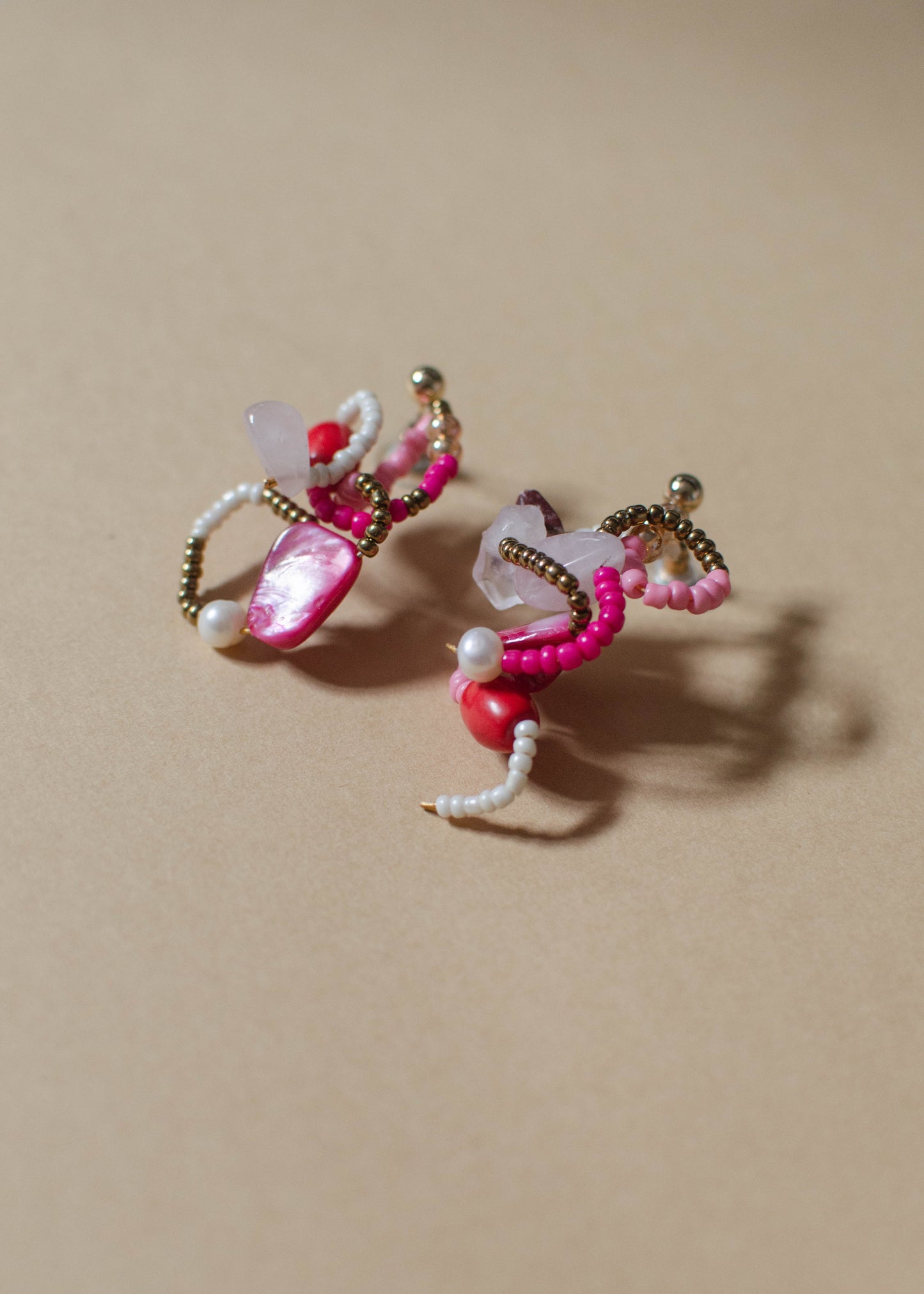 Mixed Media Pink Earrings 2