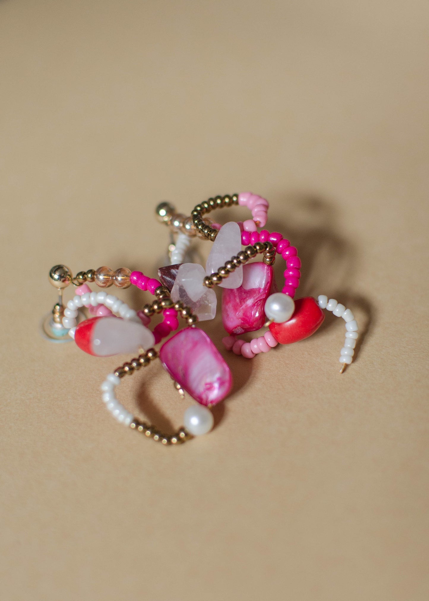 Mixed Media Pink Earrings 2