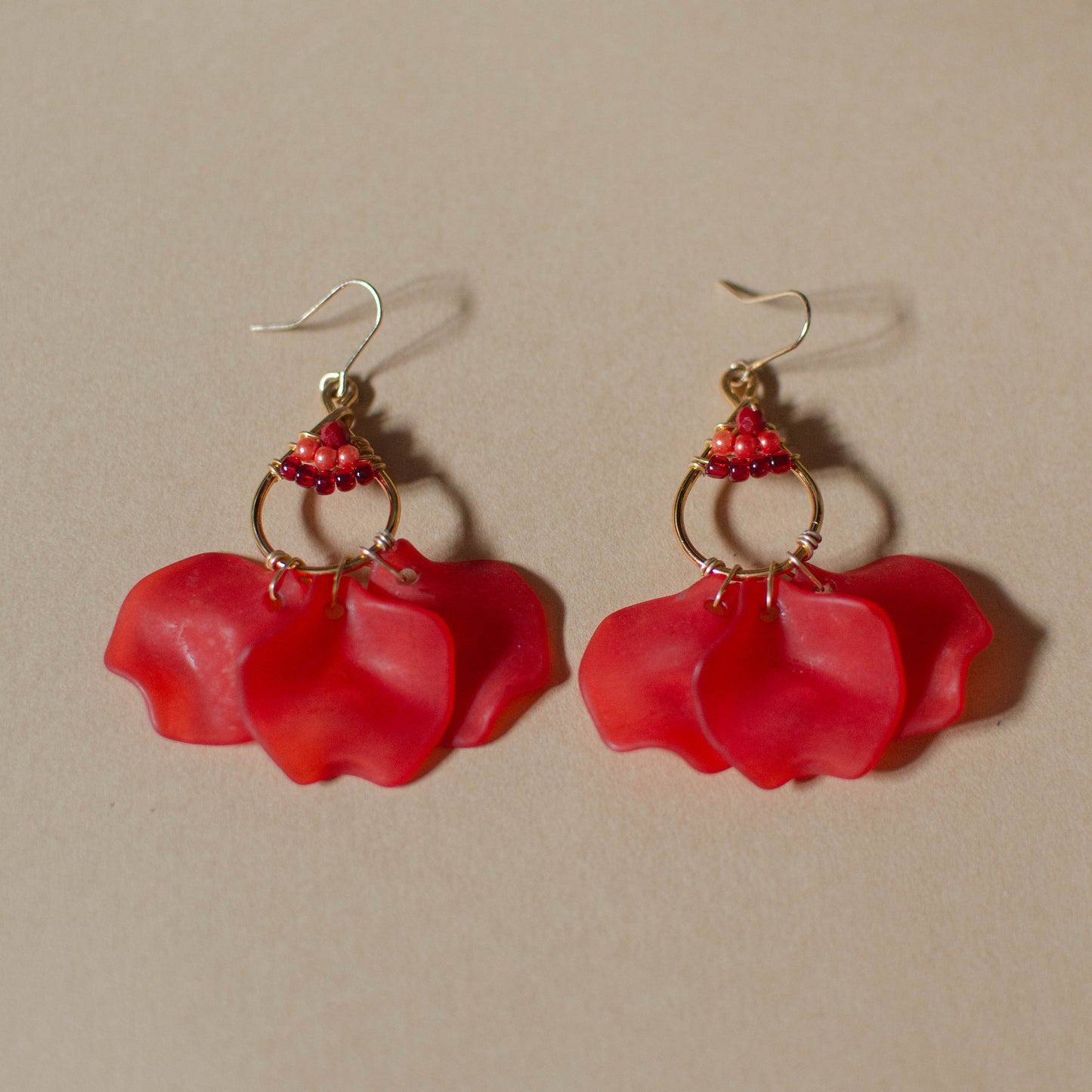 Red Petal Earrings
