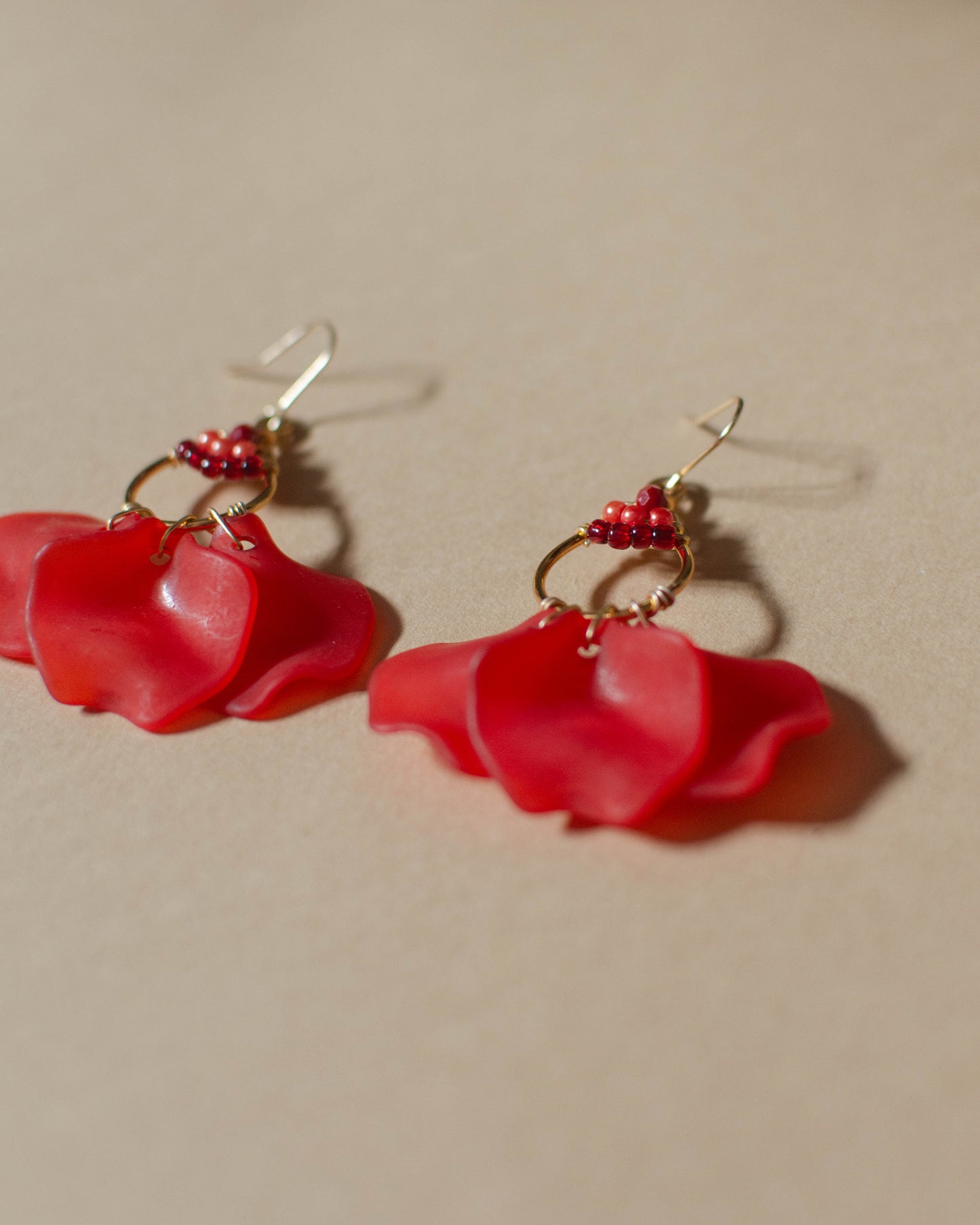 Red Petal Earrings