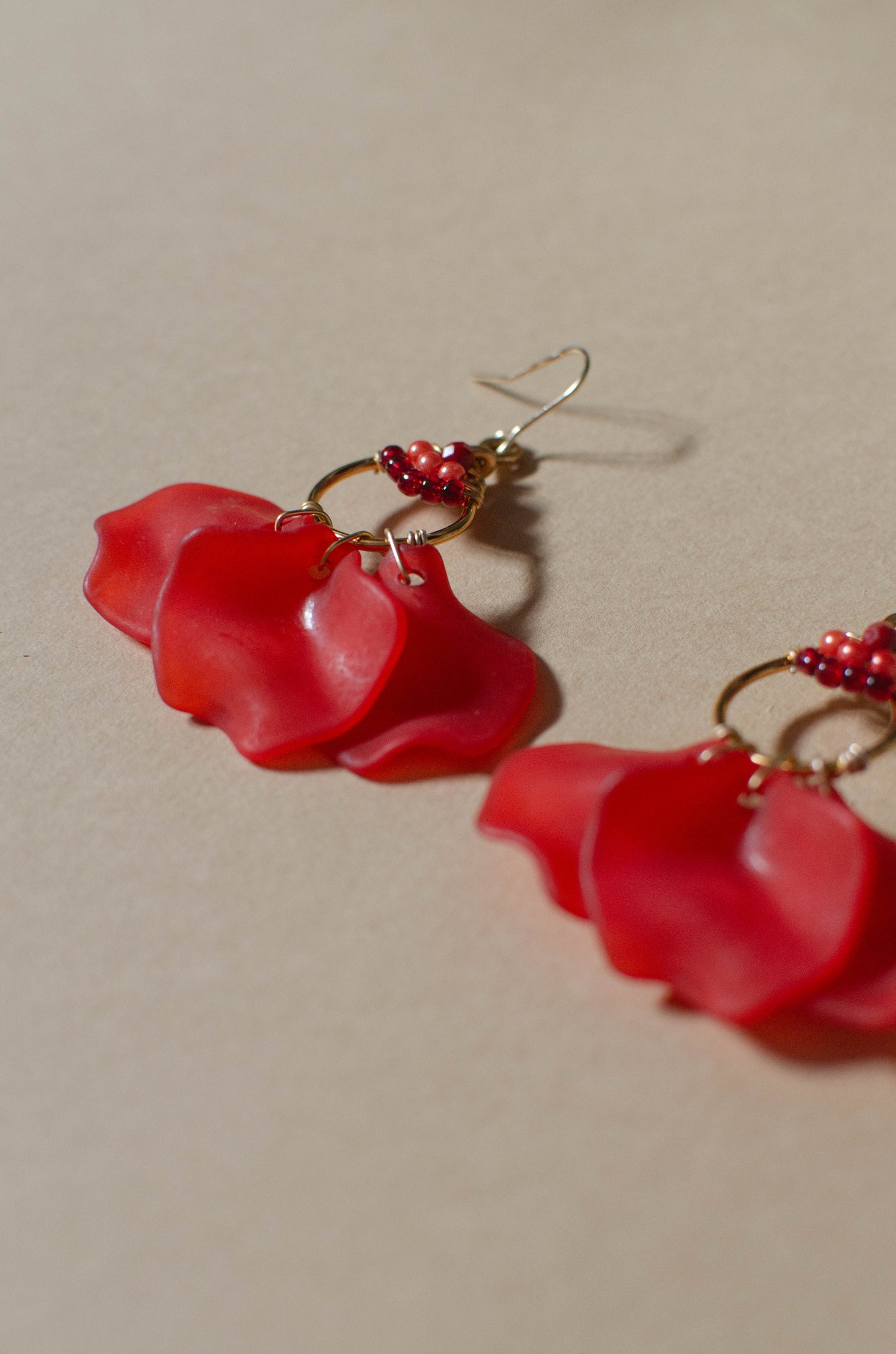 Red Petal Earrings