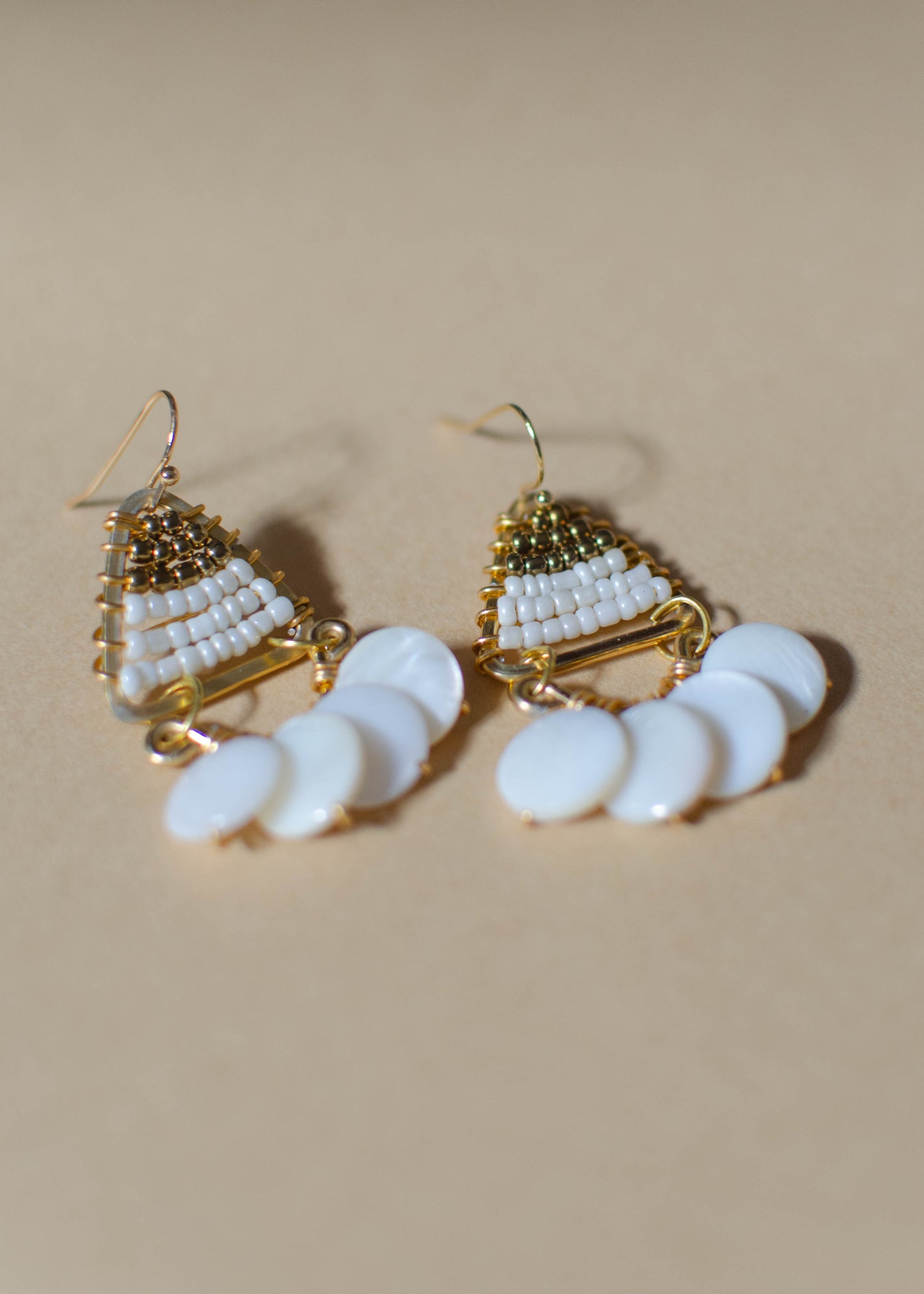 White Pearl Beaded Earrings