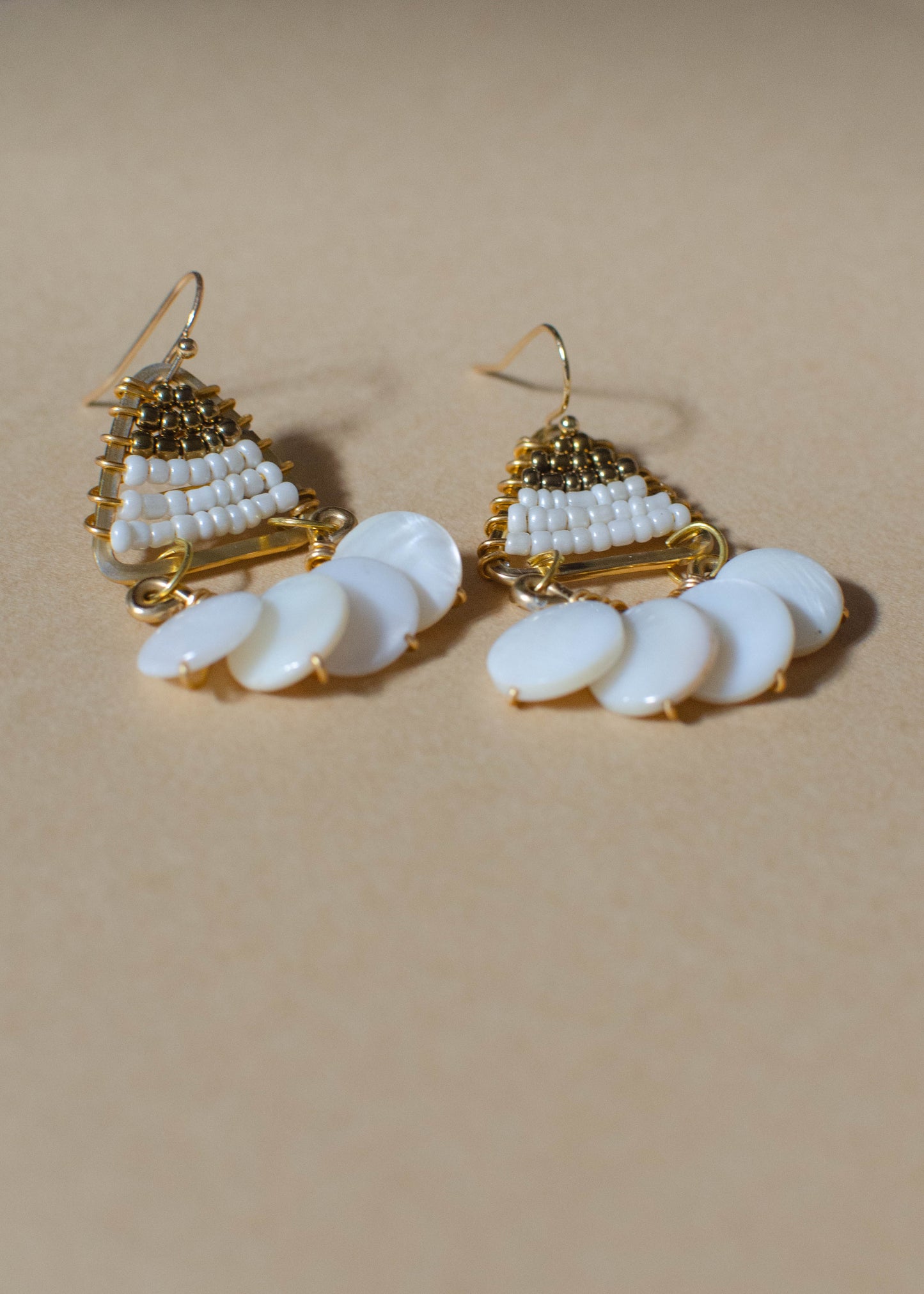 White Pearl Beaded Earrings