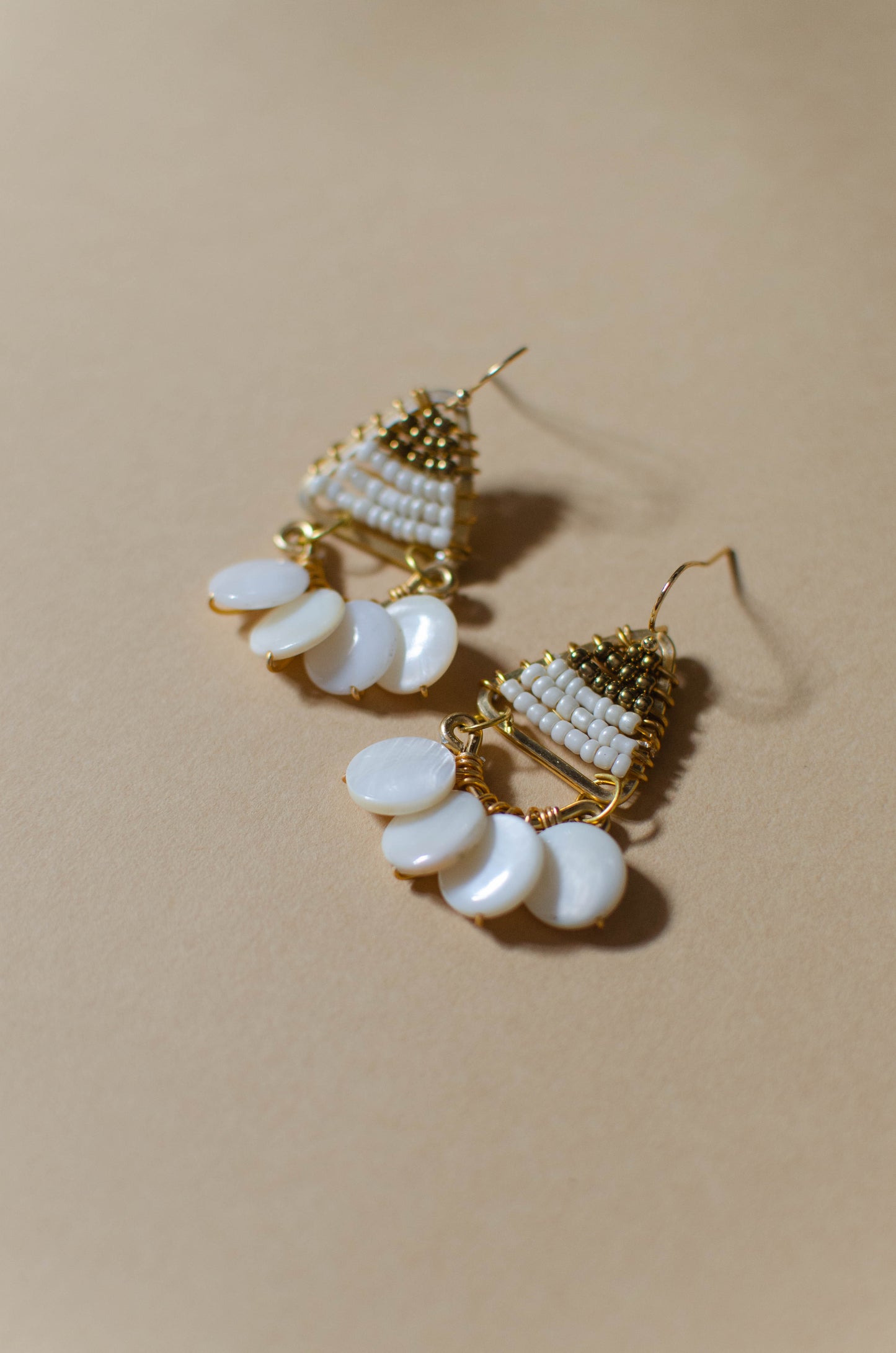 White Pearl Beaded Earrings