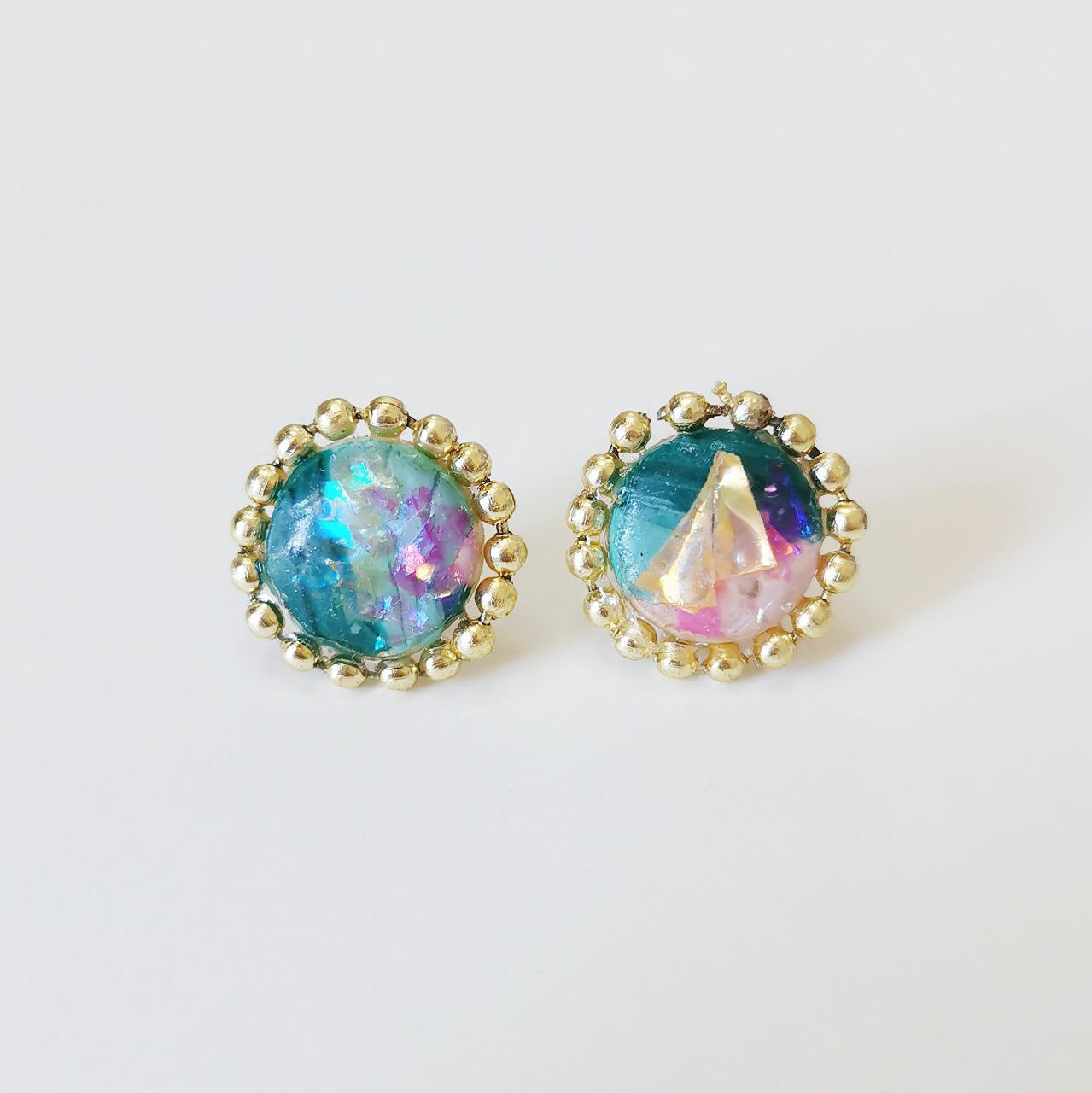 Small Studs: Green & Pink
