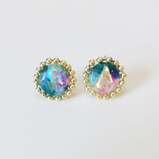 Small Studs: Green & Pink