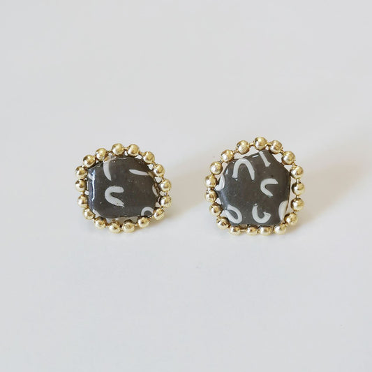 Small Studs: Taupe & White